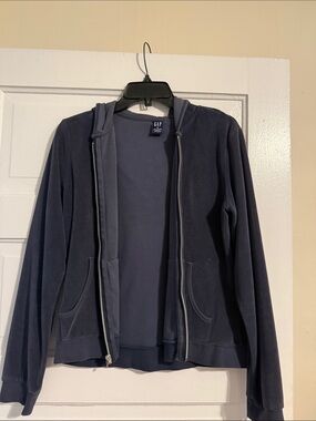 VINTAGE GAP Dark Navy Full-Zip Hooded Sweatshirt